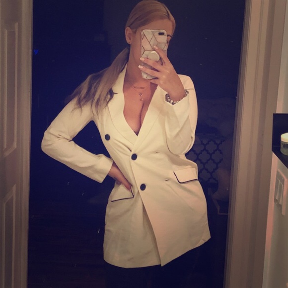 Cream Double Breasted Blazer or Mini Dress XS NEW